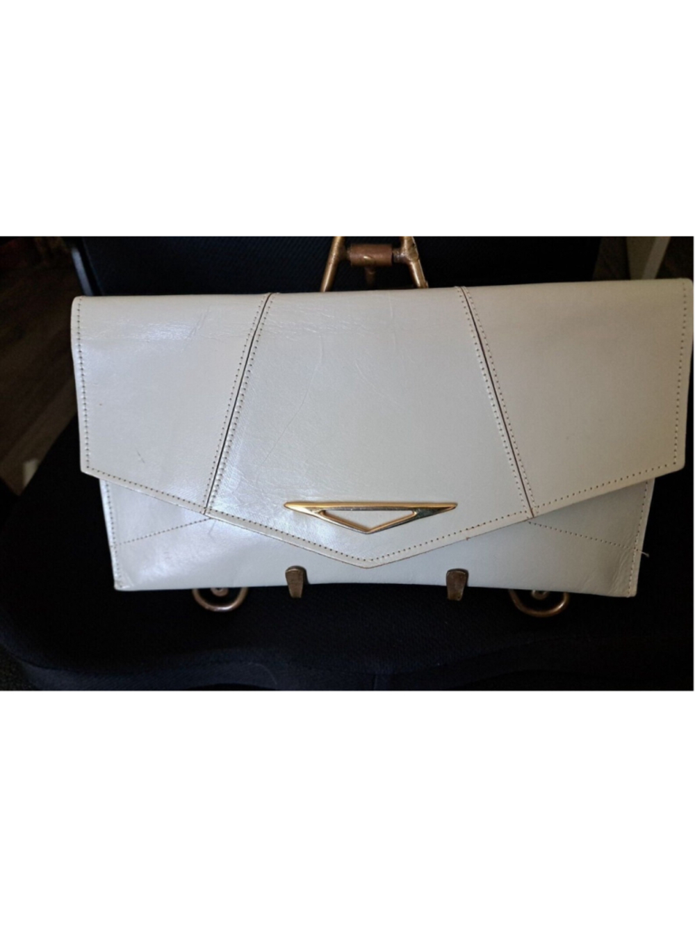 Vintage Leather Envelope Clutch: MANFIELD Kinley 1890, Sage Grey